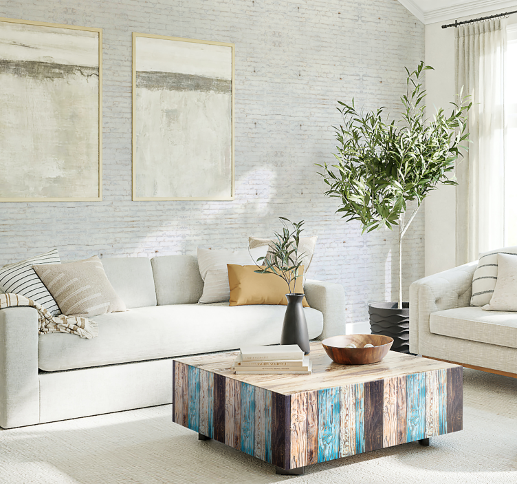 Ziegel Tapete weiße backsteinfassade - TenStickers