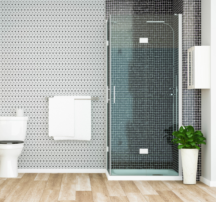 Badezimmer Tapeten Graues mosaik - TenStickers