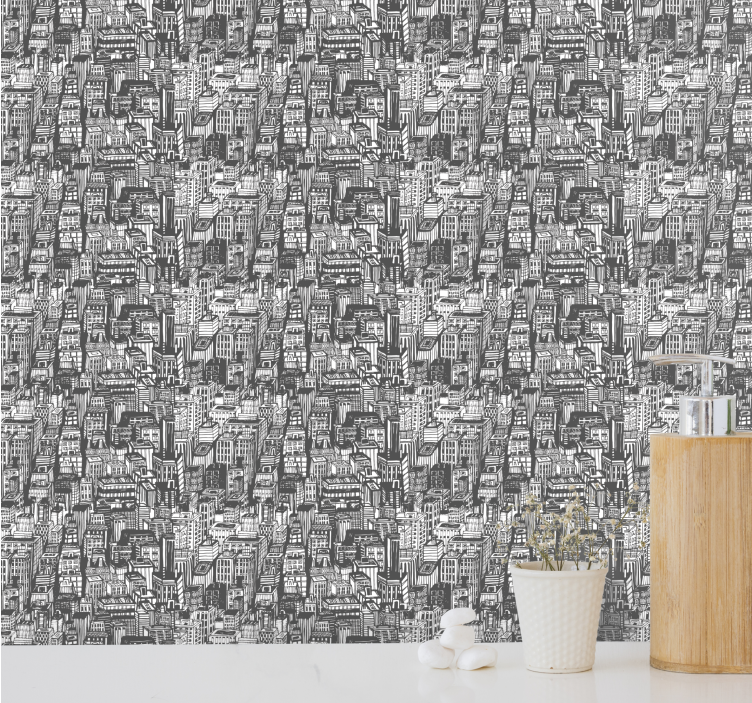 Tapete stadt urban skizze - TenStickers