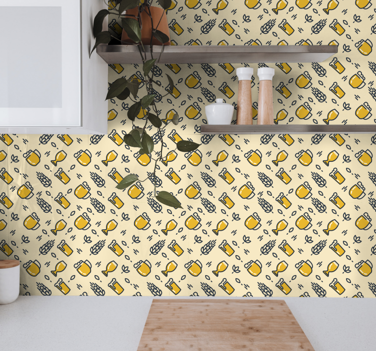 Tapete Küche Bier mit Reben - TenStickers