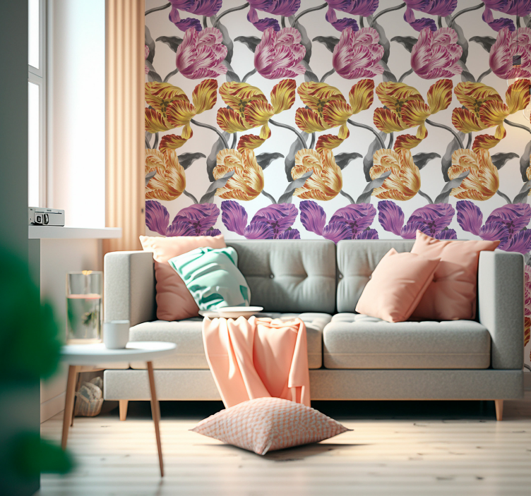 Blumentapete elegante tulpen - TenStickers
