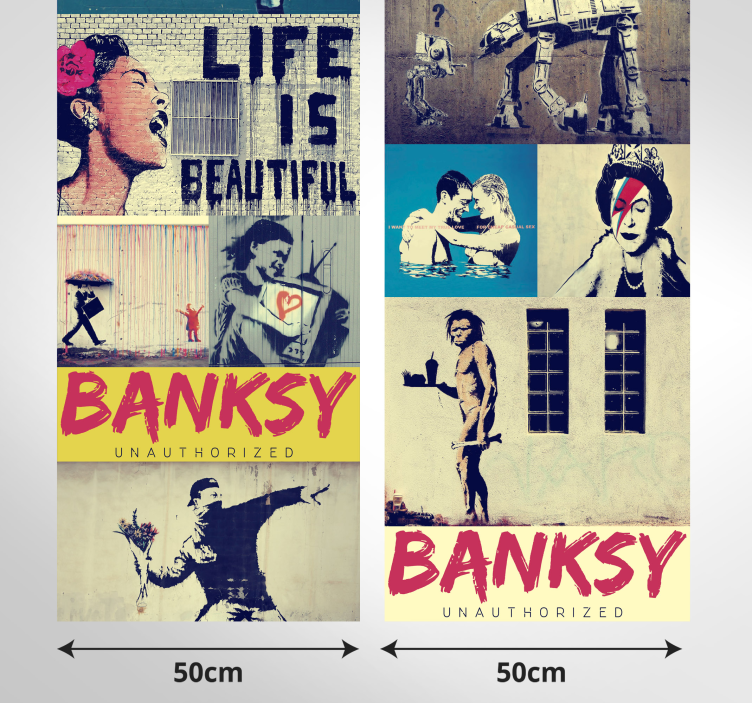 Tapete Wohnzimmer Kunst Collage Banksy - TenStickers
