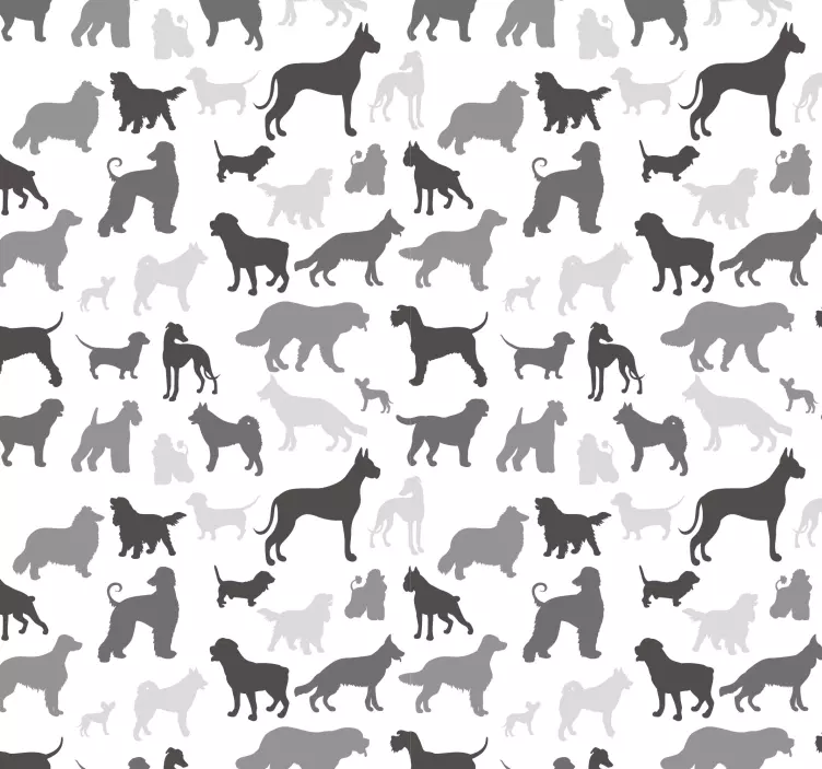 Tapeten Schlafzimmer Schwarzer hund silhouette Muster - TenStickers