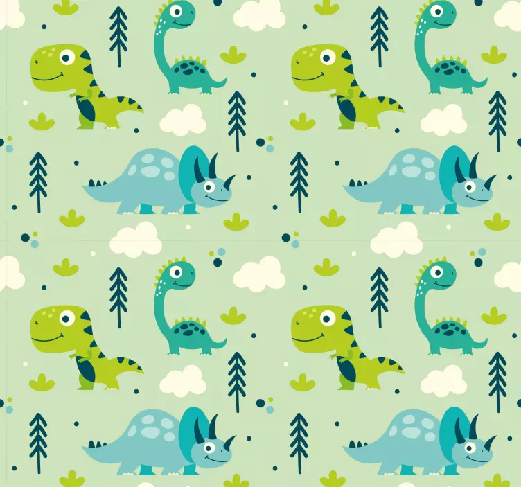 Tapete Kinderzimmer Grün mit Dinos - TenStickers