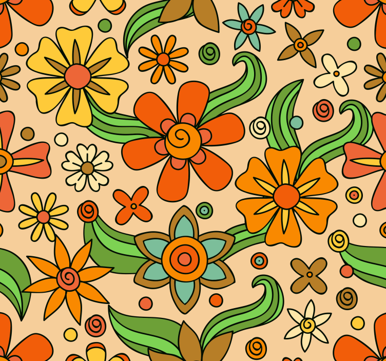 Tapete Natur Blumentapete retro-blumenmuster - TenStickers