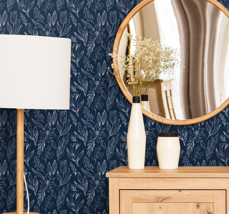 Blumentapete blaues blütenmotiv - TenStickers