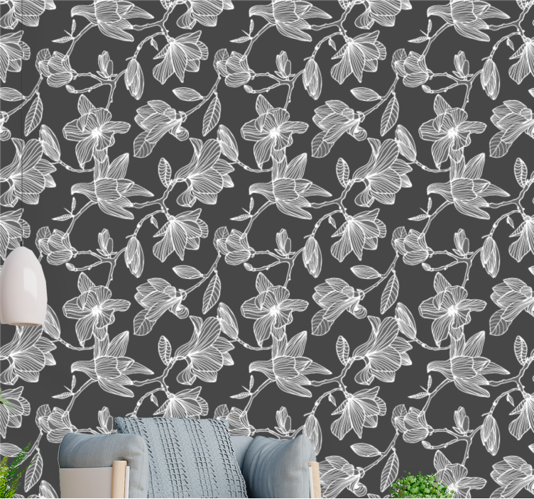 Blumentapete braune blütenkomposition - TenStickers