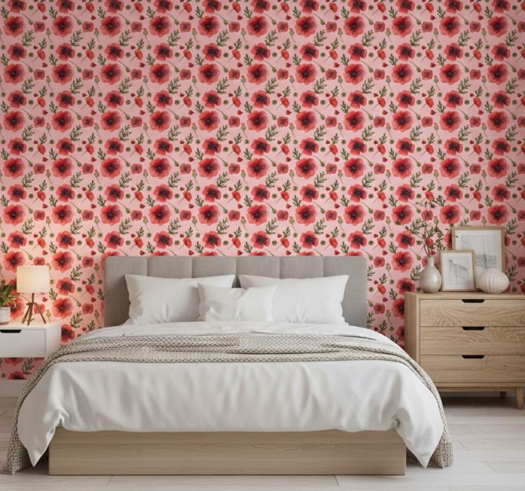 Blumentapete aquarell mohnblumen - TenStickers