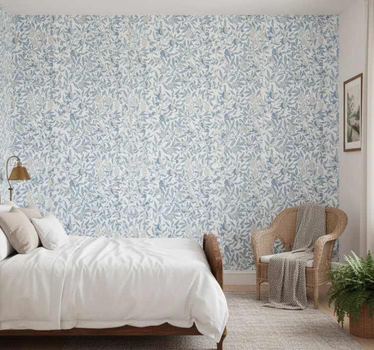 Blumentapete blaue blumen im viktorianischen stil - TenStickers