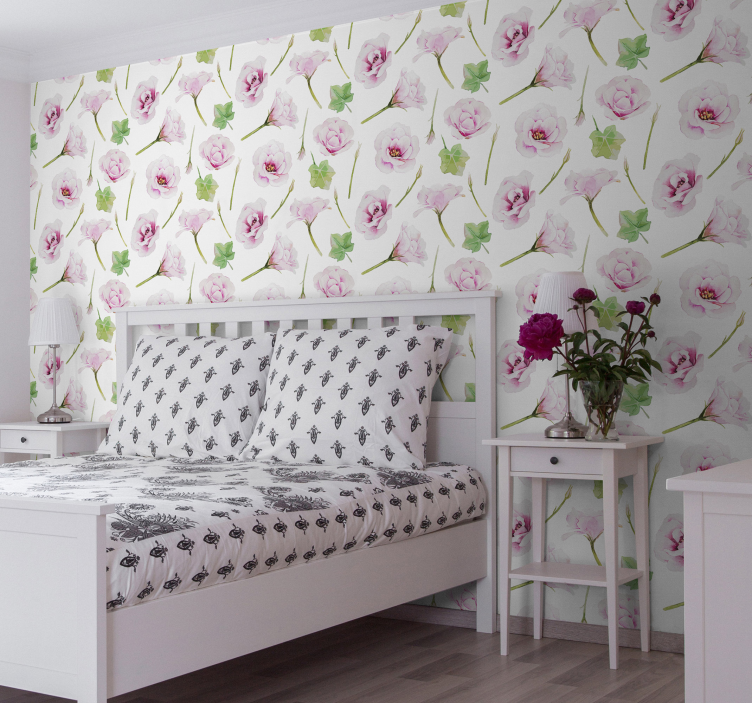 Blumentapete blumen schlafzimmer ambiente - TenStickers