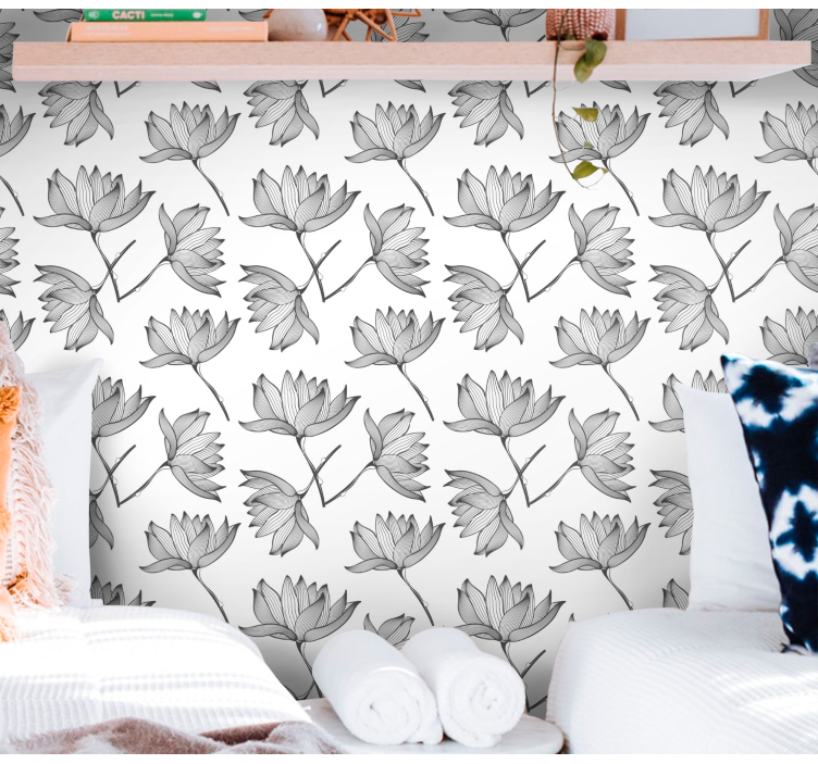 Blumentapete botanische skizzen - TenStickers