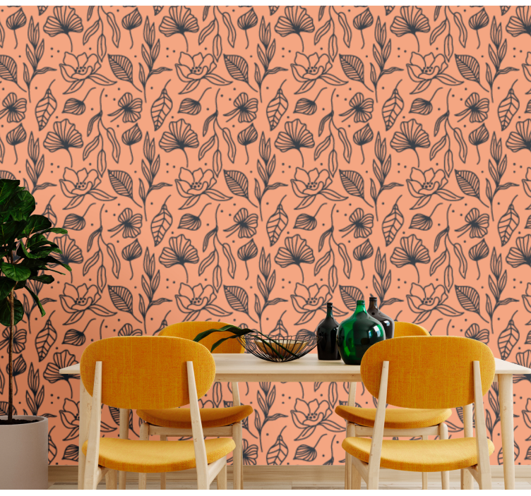 Blumentapete floral gemustertes interieur - TenStickers