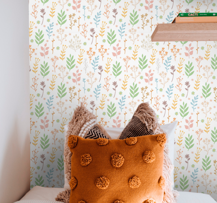 Blumentapete florale grüne akzente - TenStickers