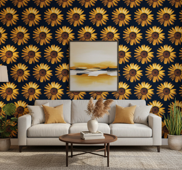 Blumentapete gelber sonnenblumenprint - TenStickers