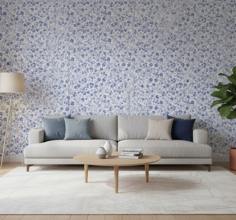 Blumentapete kirschblüte blau (b08p3bspfj) - TenStickers
