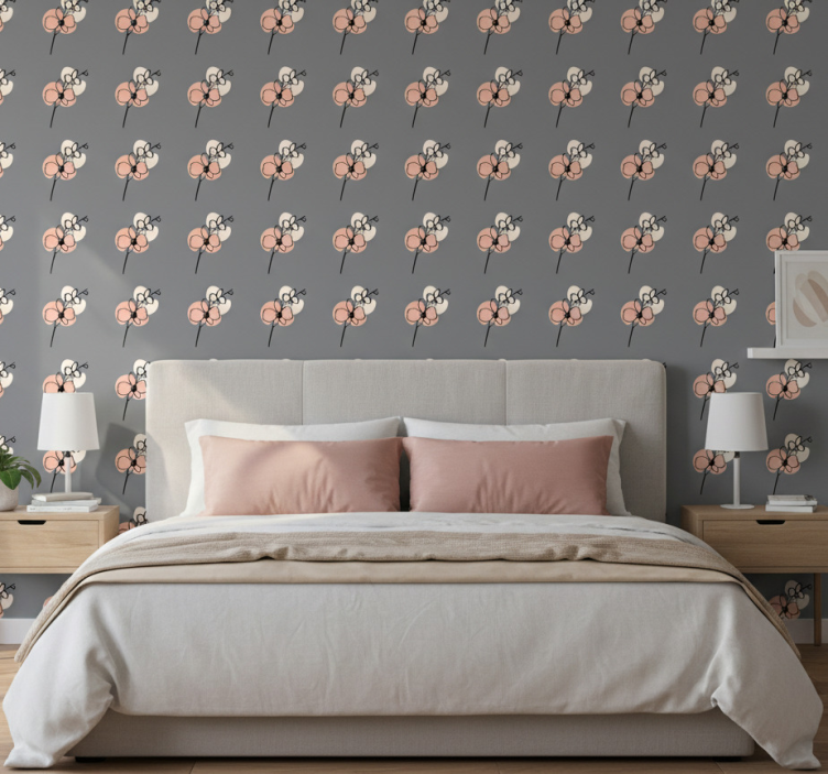 Blumentapete mit abstraktem orchideen-liniendesign - TenStickers