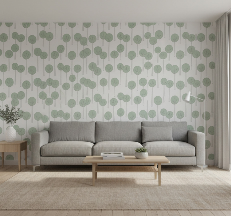Blumentapete mit minimalistischem baum-muster b0881mpqfk - TenStickers