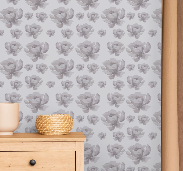 Blumentapete Natur Monochromeblumen - TenStickers