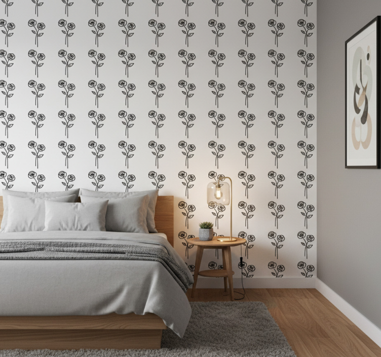 Blumentapete paar von minimalistischen rosen - TenStickers
