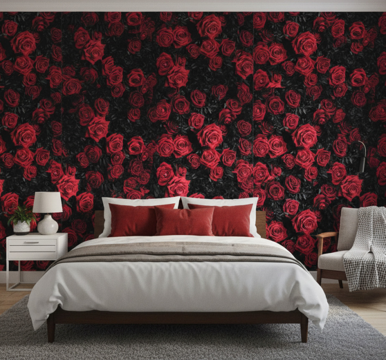 Blumentapete schöne rote rosen - TenStickers
