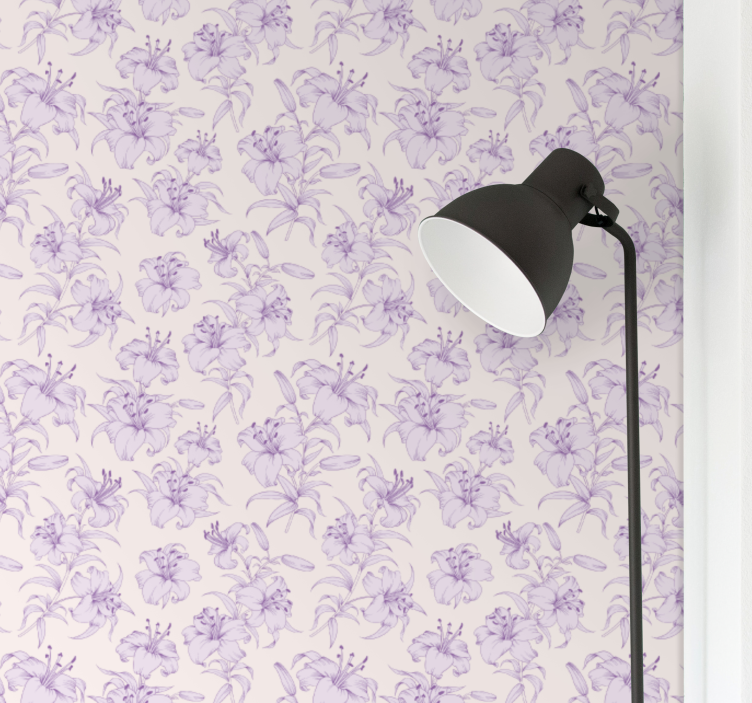 Blumentapete mit elegantem lila muster - TenStickers