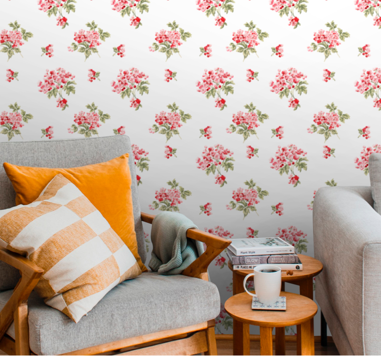 Blumentapete muster für vintage-arrangements - TenStickers