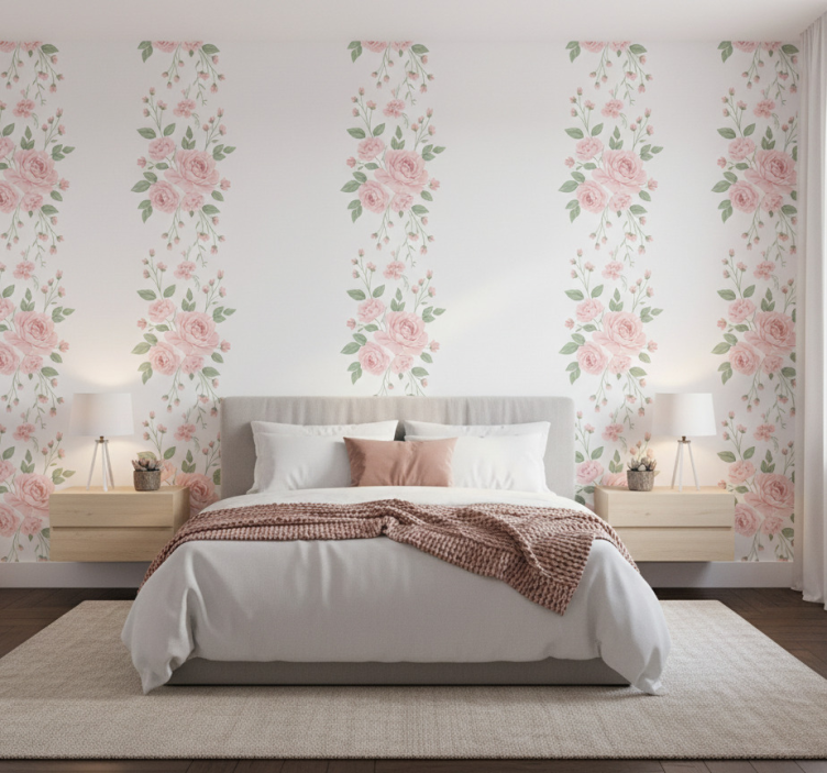 Blumentapete zartrosa florales design (b0cgrwjc5w) - TenStickers