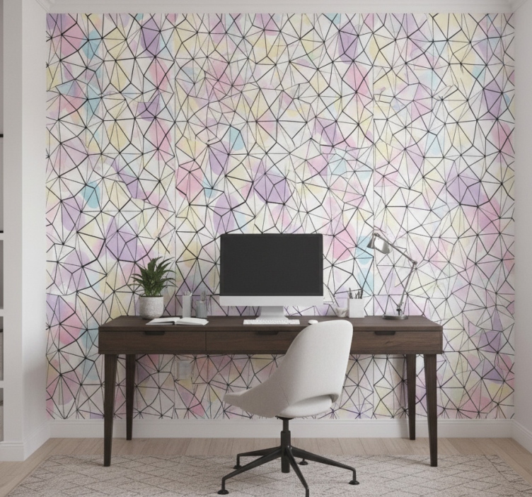 Büro tapete bunte kreise mit schwarzen linien - TenStickers