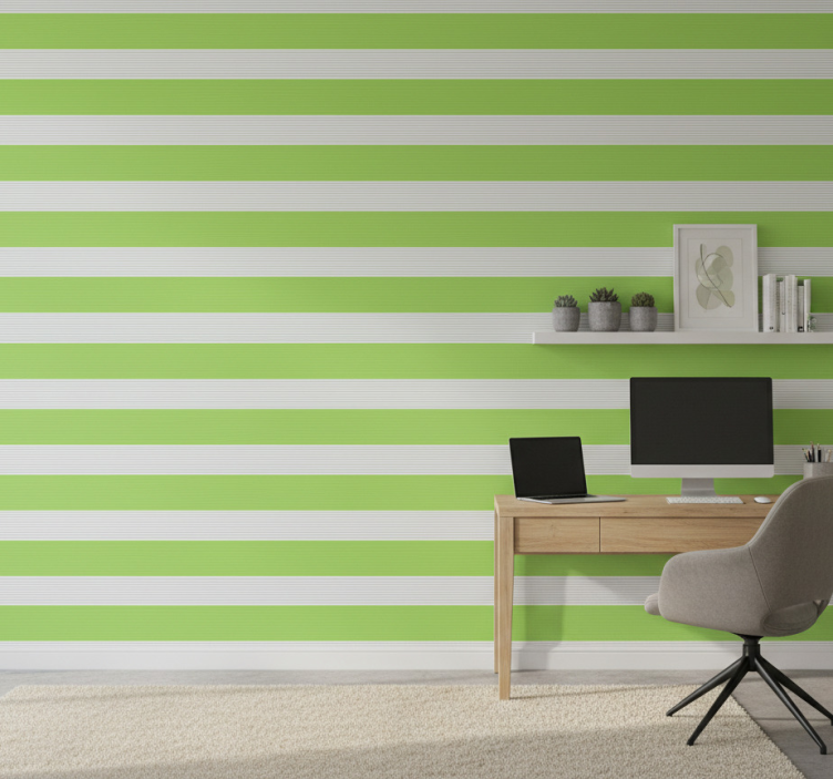 Büro tapete grün-graue streifen - TenStickers