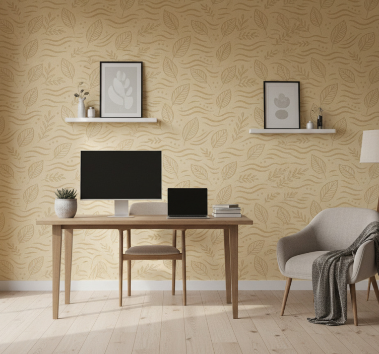 Büro tapete in beruhigendem beige - TenStickers