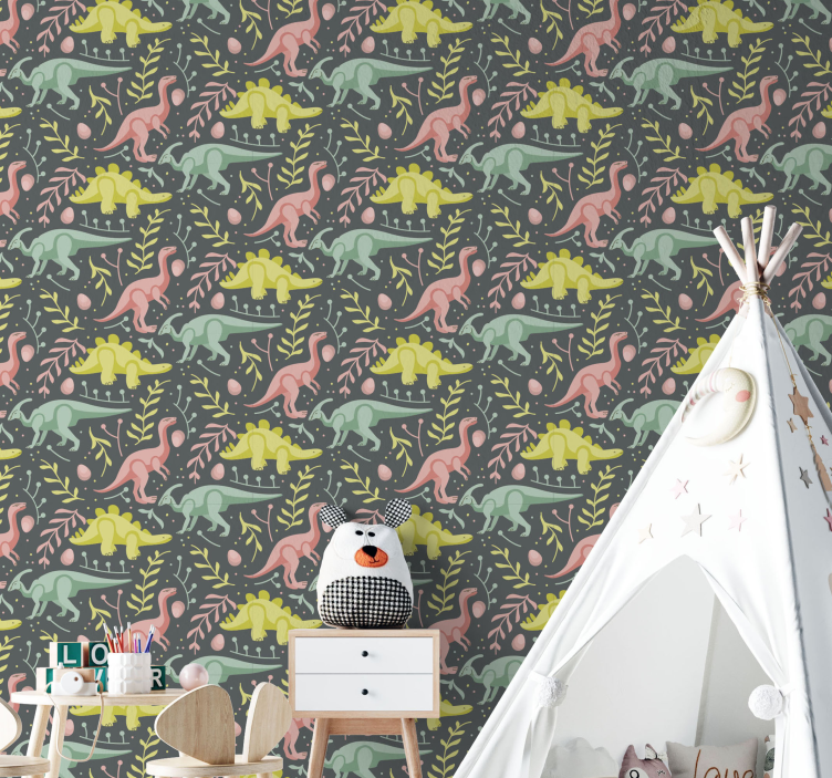 Dino Tapete dinosaurier-cartoon-spiel - TenStickers