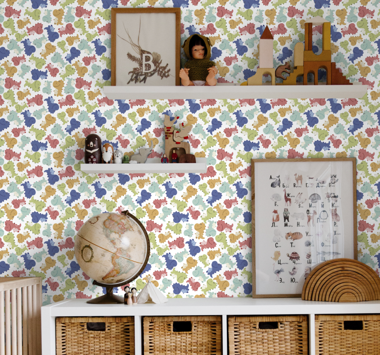 Dino Tapete fröhliches dinosauriermuster - TenStickers