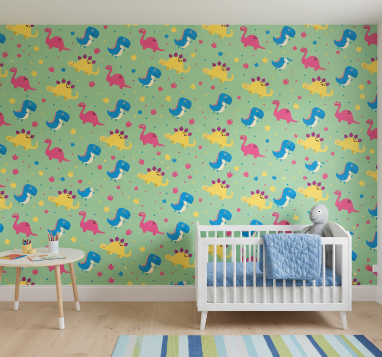 Dino tapete im bunten stil - TenStickers