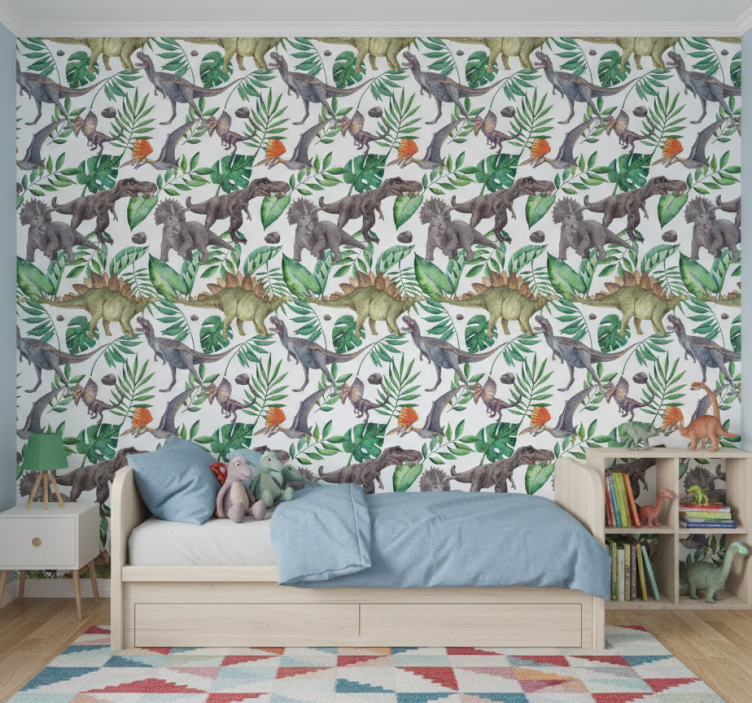 Dino tapete im jurassic aquarellmuster - TenStickers