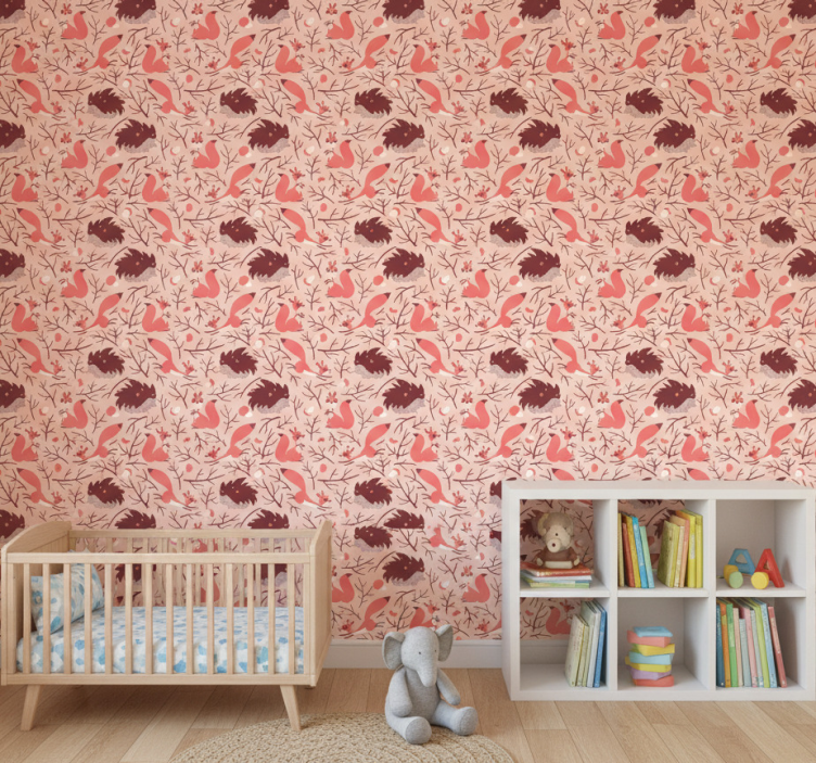 Dino tapete mit eichhörnchen und igeln - TenStickers