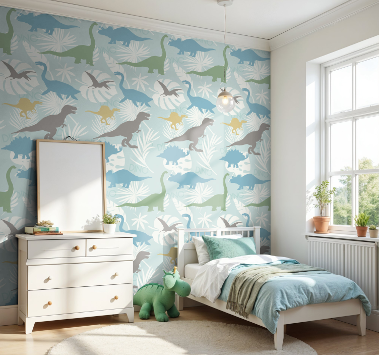 Dino Tapete pastellfarbenmuster - TenStickers