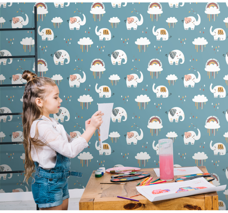 Elefanten Tapete verspielte elefantenparade - TenStickers