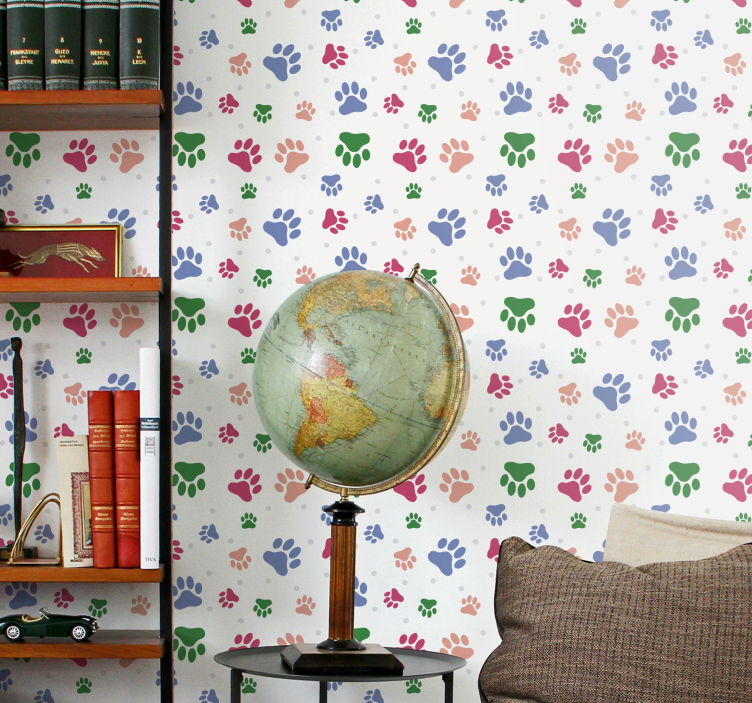 Farbige Haustierpfoten Tier Tapete - TenStickers