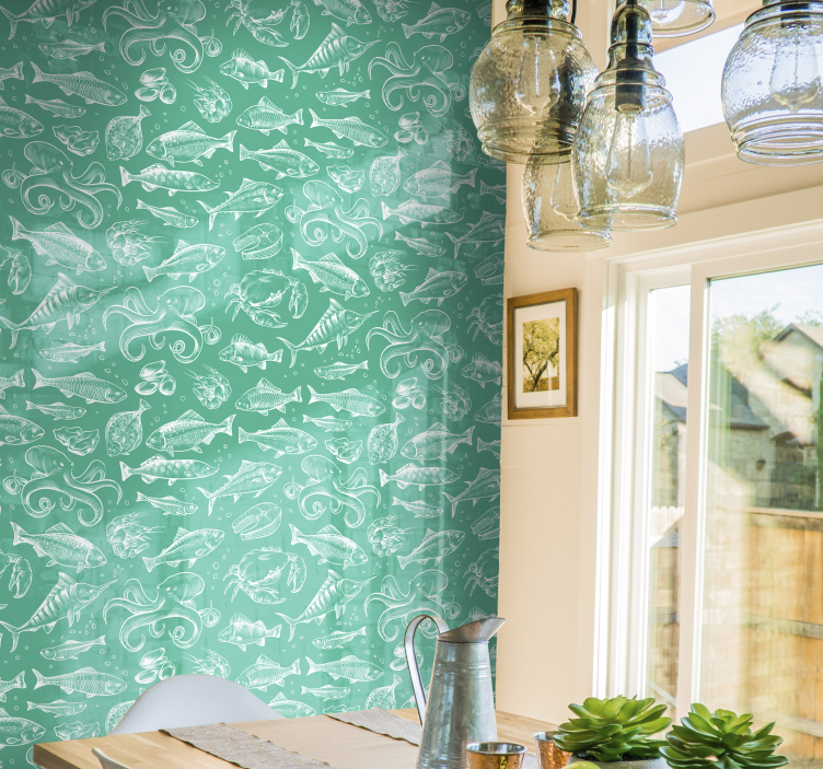 Tapete Fische Skizze handgezeichnete Fische - TenStickers