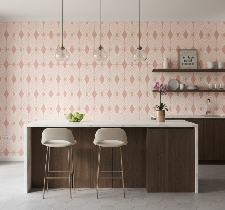 Fliesen tapete art deco pastell diamanten - TenStickers