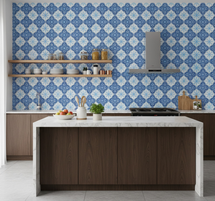 Fliesen tapete mit schneeflockenemblem - TenStickers