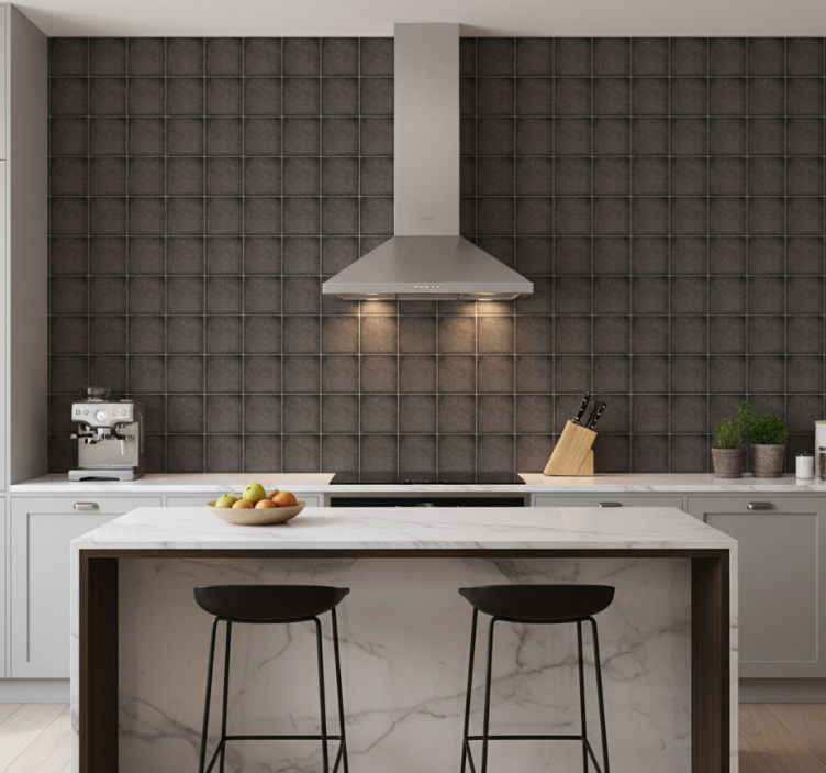 Fliesen tapete schwarze quadratische steinziegel - TenStickers