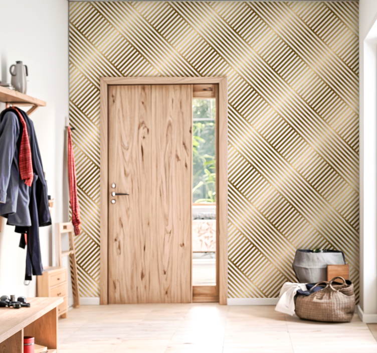 Flur Tapete dynamische goldene Linien - TenStickers