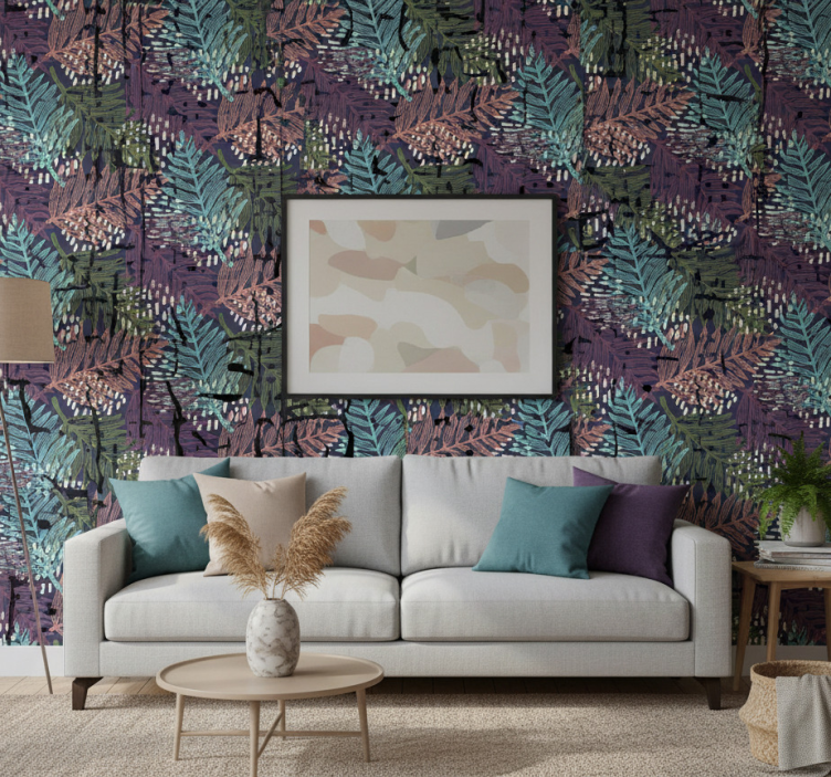 Fototapete wald mit buntem blattmuster - TenStickers