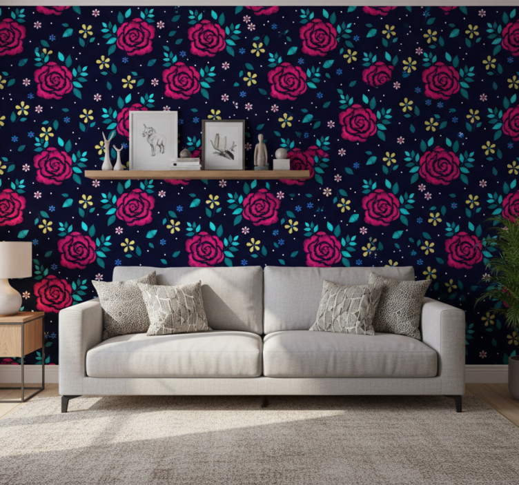 Fototapete wald mit dunklen rosen - TenStickers