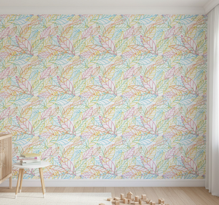 Fototapete wald mit lebendigen blattelementen - TenStickers