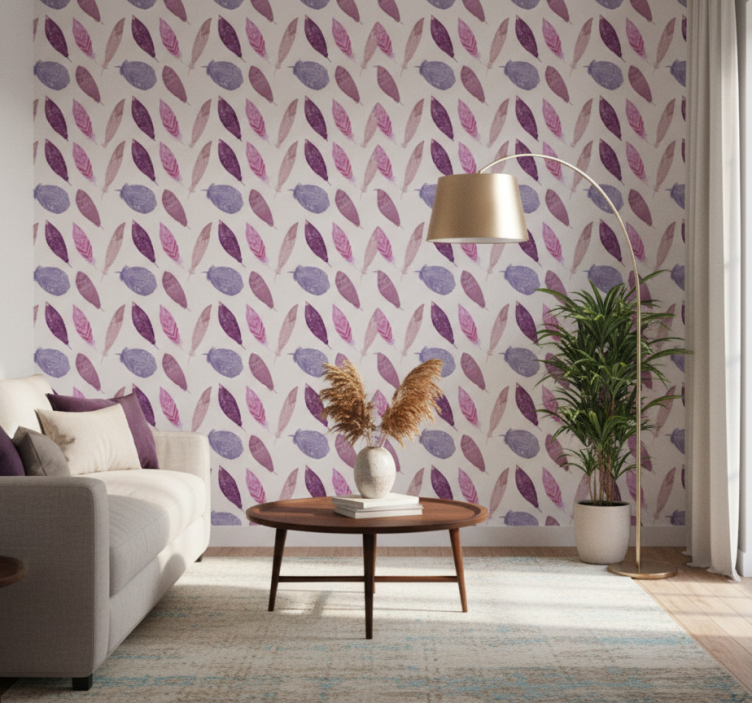 Fototapete wald mit lebhaftem federdesign - TenStickers