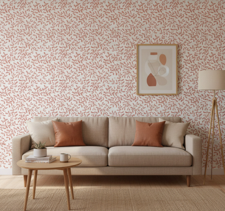 Fototapete wald mit terracotta blättermuster - TenStickers