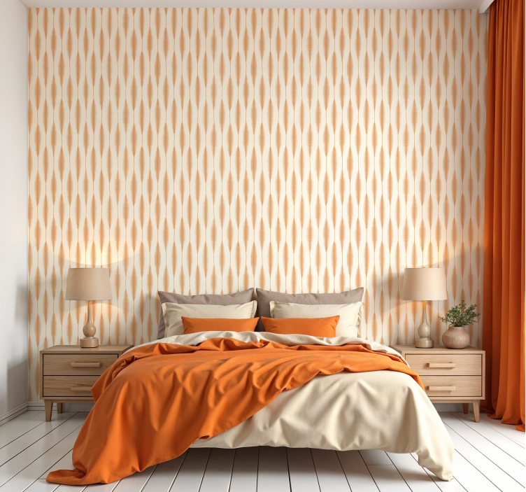 Geometrische Tapete ikat kasuri orange - TenStickers