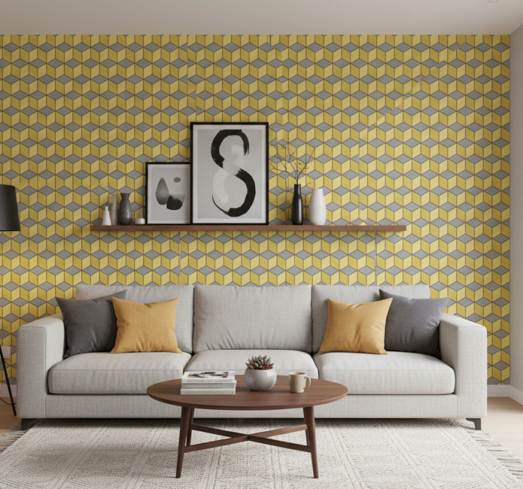 Geometrische tapete pantone quadrate - TenStickers